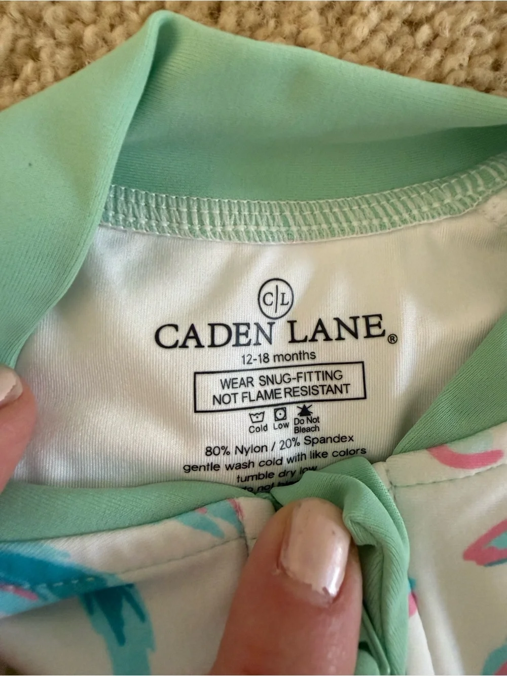 Caden Lane Mint Green Sleeve Palm-Print Long-Sleeve Rashguard